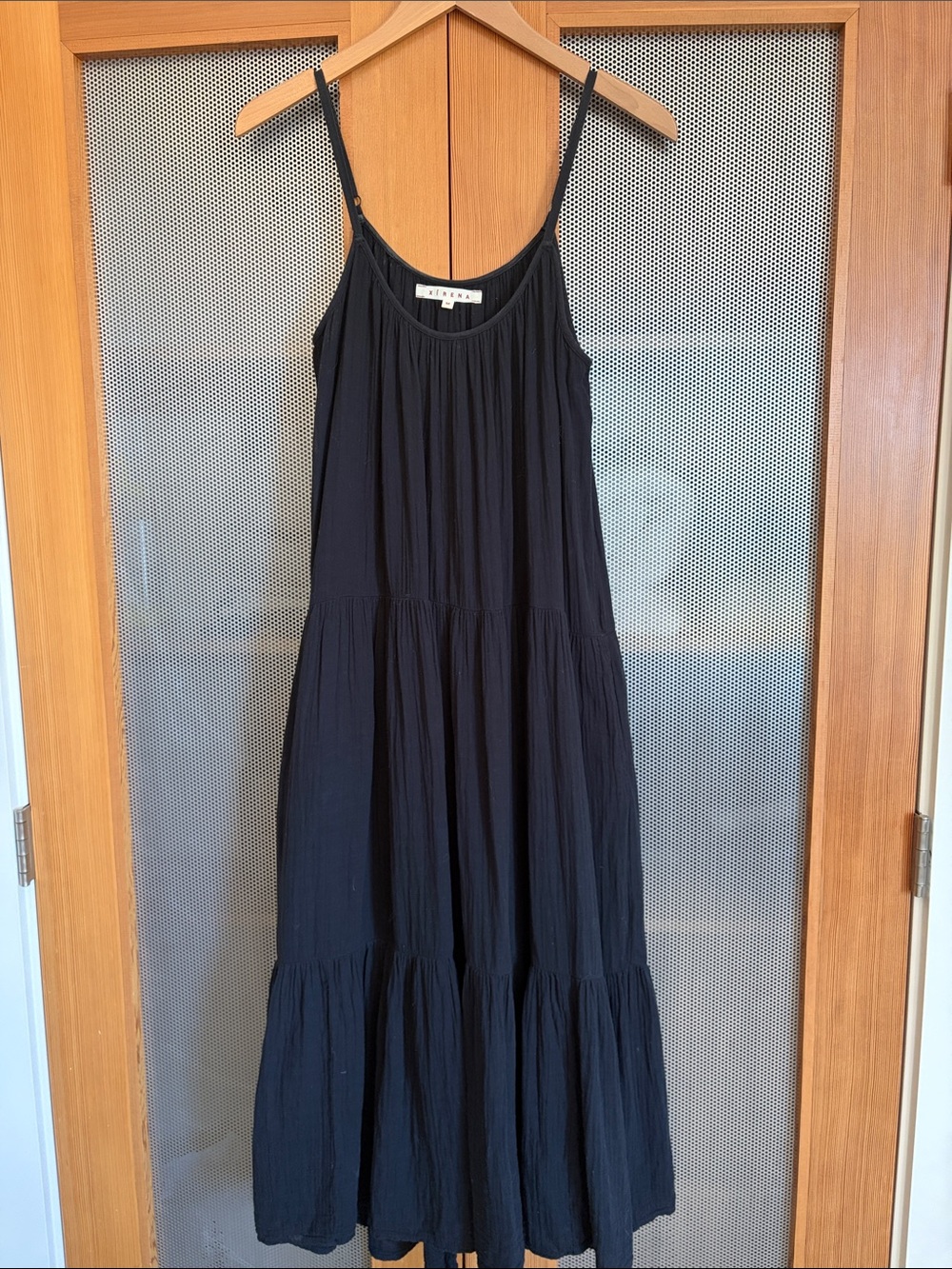 XIRINA - Boho Tiered Black Maxi Dress with Spaghetti Straps